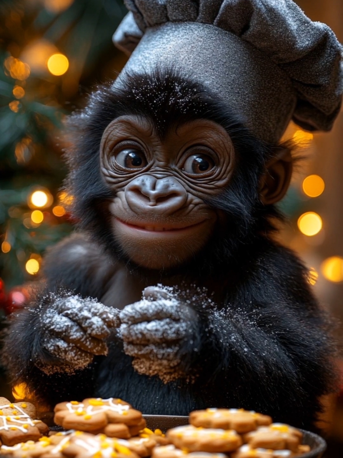 Me, when it's finally time to bake cookies 🍪♥️🎄 #happy #cute #christmas #cookie #animal #gorilla 