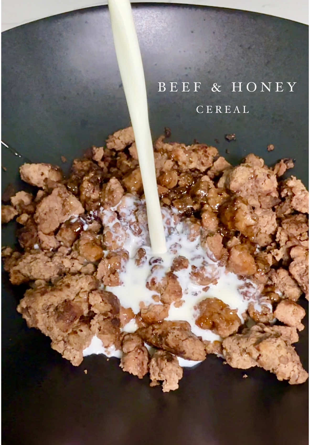 This animal based breakfast is a must! If you haven't tried it yet, then please do it now! Adding some flakey sea salt truly seals the deal! #animalbased #carnivore #carnivoreish #rawhoney #groundbeef #rawmilk #milkandbeef #grassfedbeef #grassfed #rawfoods #proteinbowl #beefcereal #beefandhoney #carnivorediet #paleodiet #ketodiete #milkandhoney