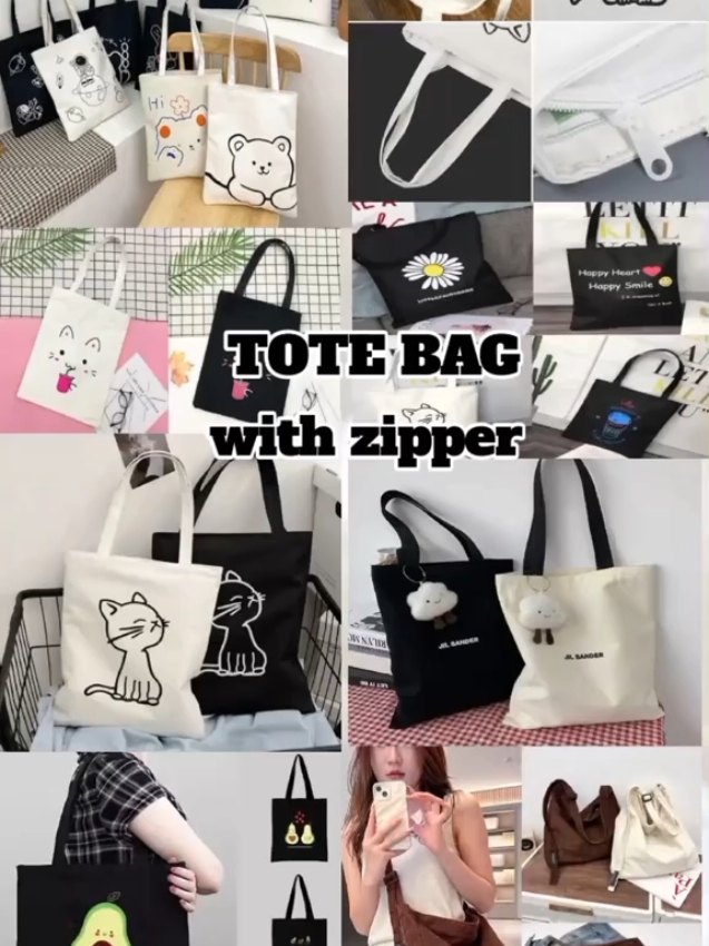 TOTE BAGS with zipper  🌸 check my SHOWCASE for more bag recos ✨️  #bag #bagsforwomen  #totebag #canvasbag #totebagwithzipper 