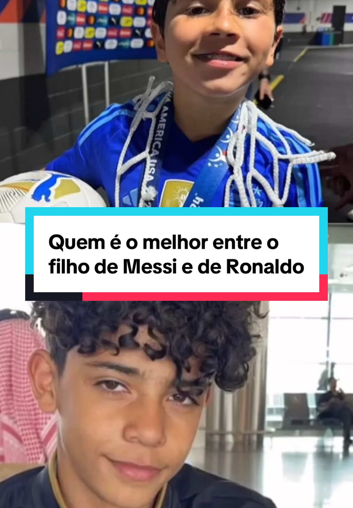 Quem é o melhor entre o filho de Messi e de Ronaldo?#messi #ronaldo #futebol #futebolbrasileiro 