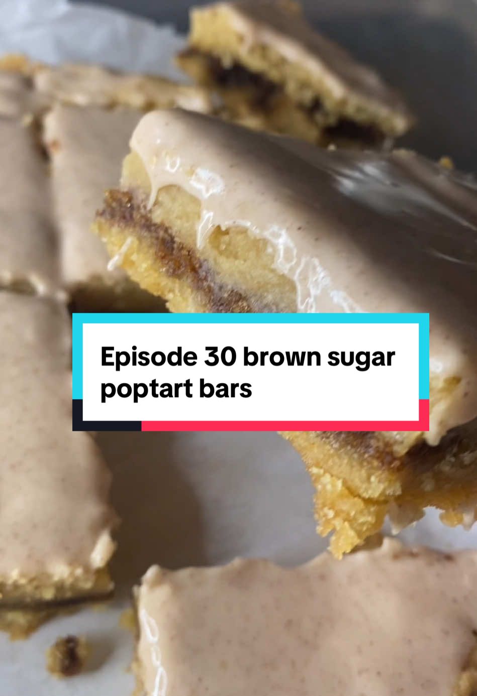 Episode 30: Brown Sugar Poptart Bars Ingredients: 2 sticks of butter (one cup)  1/2 cup brown sugar 3/4th cup Powdered sugar 1 egg  2 tsp vanilla 1 tsp baking powder  Pinch of salt  2 & 1/2 cups flour   Brown Sugar Filling: ﻿﻿1 cup brown sugar lightly packed ﻿﻿1 Tbsp ground cinnamon ﻿﻿2 Tbsp all-purpose flour ﻿﻿3 Tbsp unsalted butter melted Icing: ﻿﻿1 cup confectioners' sugar ﻿﻿1 ½ tsp ground cinnamon ﻿﻿½ tsp vanilla extract ﻿﻿pinch of salt ﻿﻿3-4 Tbsp heavy cream or milk Directions: Begin by preheating your oven to 325°F. Line an 8-inch square baking dish with parchment paper. Cream together the butter and brown sugar until smooth and creamy. Add the egg and mix to combine. Add powdered sugar, vanilla extract, and salt, beating until just combined. Add baking powder. Remember to scrape down the sides of the bowl as needed. Gradually add in the flour, mixing until just incorporated. Divide the dough in half. Firmly press one or the halves into the base of your 8x8 prepared pan. Mix filling ingredients with a fork and gently evenly press over dough. Scoop remaining dough on top and use your hand to evenly spread over filling. Bake 325 for 30-40 minutes. Let the bars cool and mix the icing ingredients together. Pour over cooled cookie and cut into 8 bars! #christmascookies #fypシ゚viral #cookie #cookiebars #desserts #EasyRecipes #EasyRecipe #christmas #christmascountdown #christmastiktok #holiday #holidayrecipe #cookies #trendingvideos 