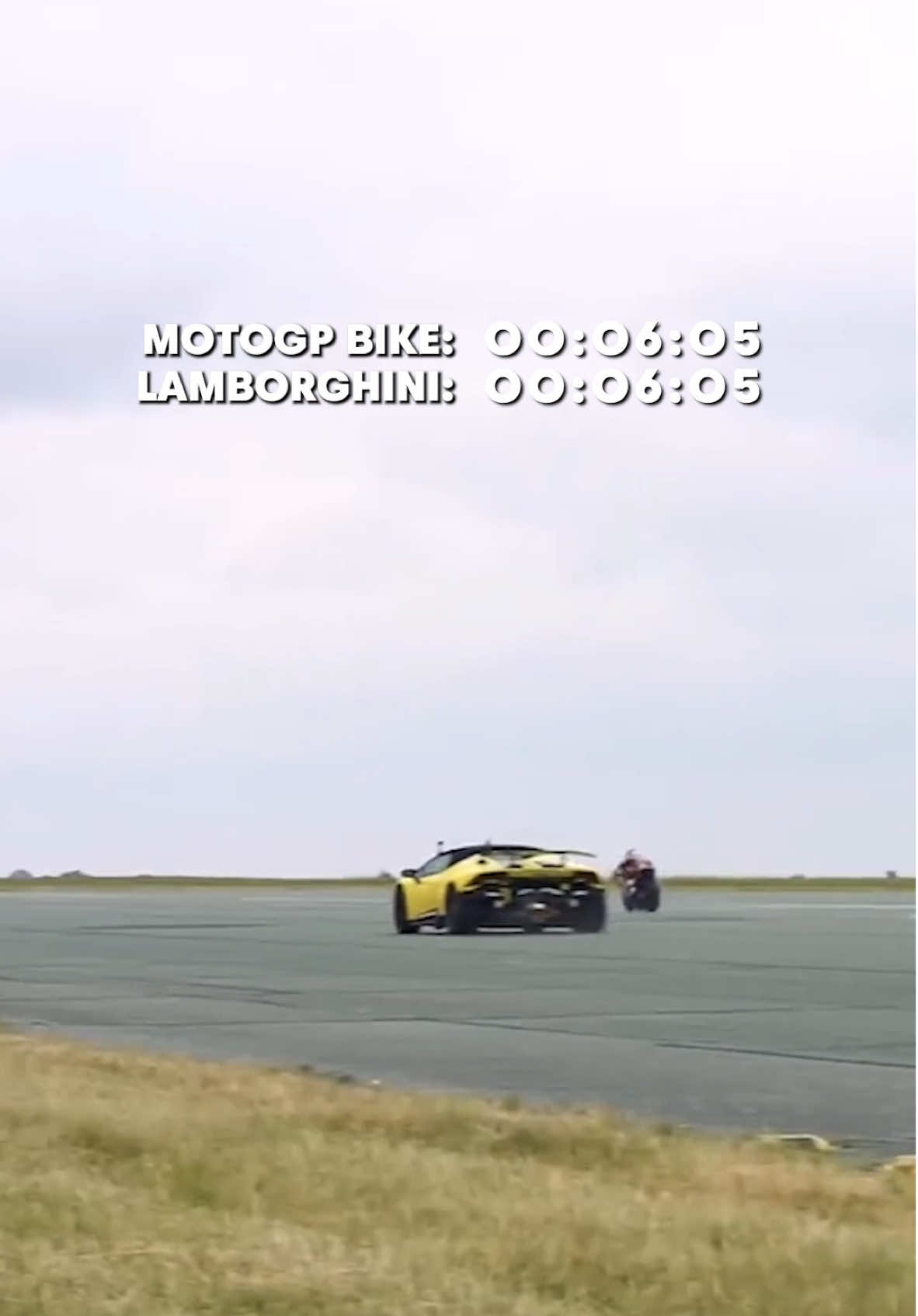 the ultimate test: two wheels vs. four wheels 😤    🚘: Lamborghini Huracan Performance Spyder 🏍️: Red Bull KTM team’s 2016 MotoGP Bike   #dragrace #lamborghini #motogp #race #redbullmotorsports