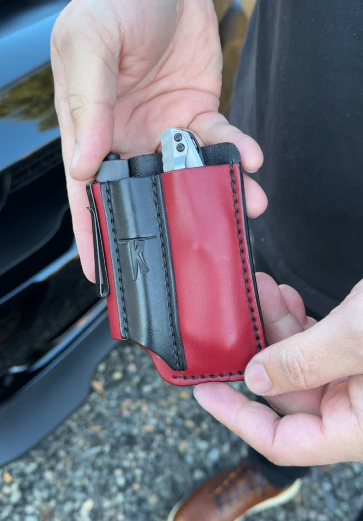 Have your gear and wear it too! Shop small handmade leather goods for your everyday life, from tool organiers, belts and wallets. #shopsmall #SmallBusiness #oregon #carsoftiktok #flashlight #readytogo #onthego #boots #leathercraft #wallets