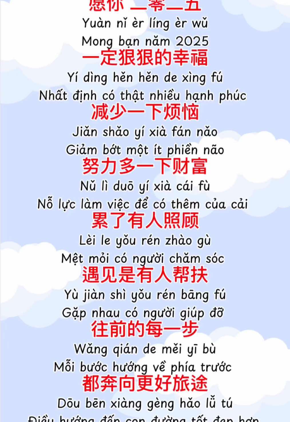 Mong bạn năm 2025 có nhiều hạnh phúc, giảm bớt phiền não, có thêm của cải #中文歌曲#中文歌#唱歌#学习汉语#2025#新年快樂#新年#tiengtrung#hoctiengtrungonline#nhac#nhactamtrang#videoviral#xuhuongtiktok#xuhuong#xuhuongtiktok2024#xuhuongtiktok2025#nhachoa#thugian#nhacnaychillphet#hoctiengtrung#tienganhgiaotiep#你好#学习汉语#努力#爱自己 