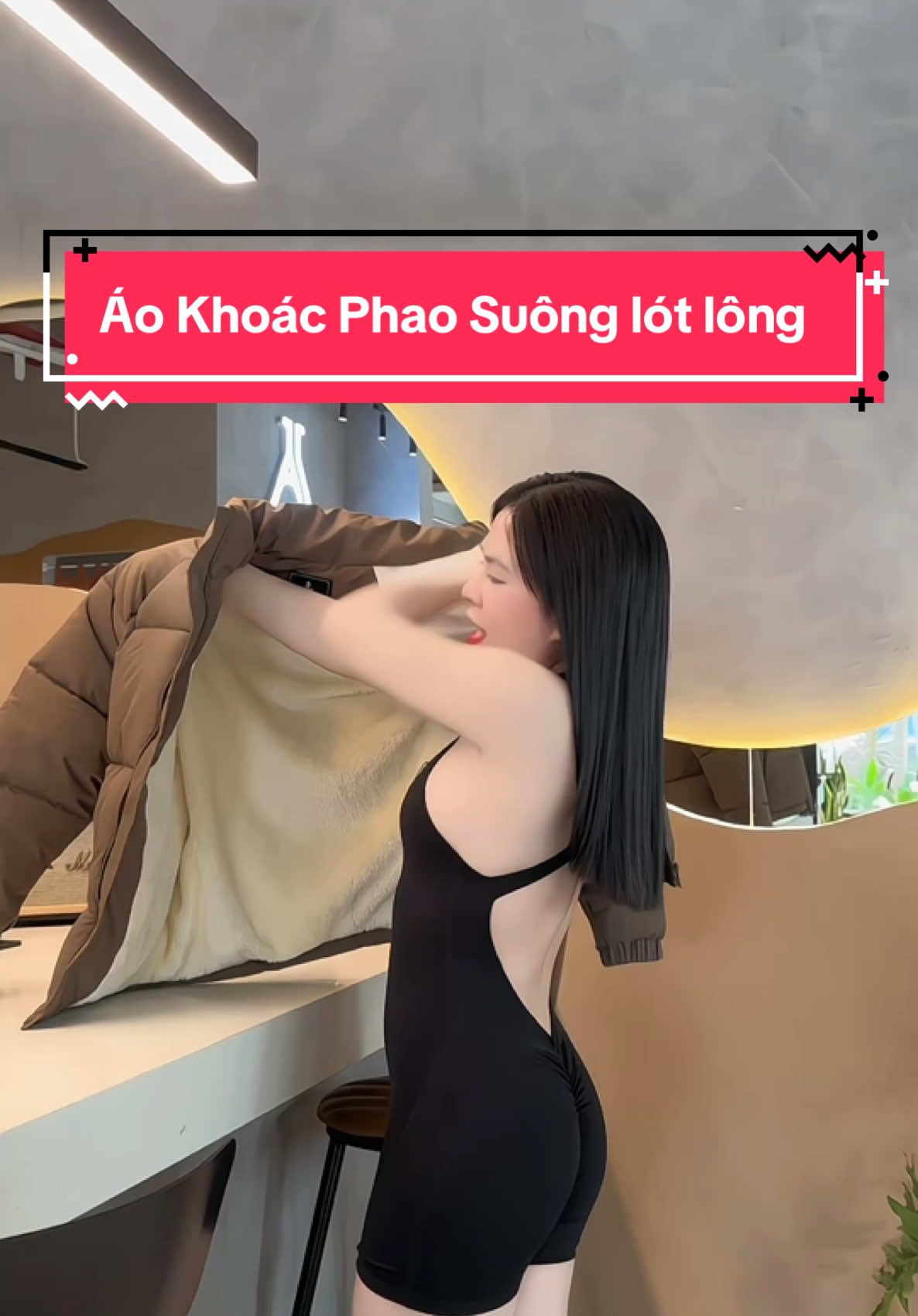 Áo Khoác Phao Suông lót lông