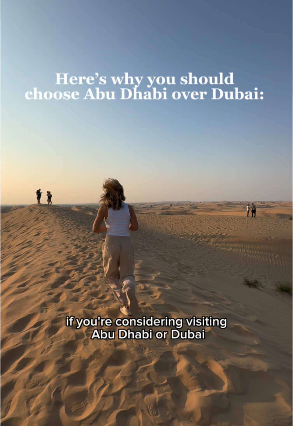 Here’s why I preferred Abu Dhabi to Dubai: 🇦🇪⚡️ more relaxed city   more affordable  smaller & easier to navigate  family friendly  richer in culture  less crowded / fewer tourists natural beauty  famous desert adventures  luxury without being flashy  comment below with any questions!  #deccadotcom #abudhabi #dubai #abudhabitiktok #abudhabitravel #abudhabidubai #dubaitravel #dubaitourism #dubaitrip #dubaitok #emirates #uae #emiratestiktok #abudhabitiktok #abudhabi_girl #abudhabidesert #dubaidesert 