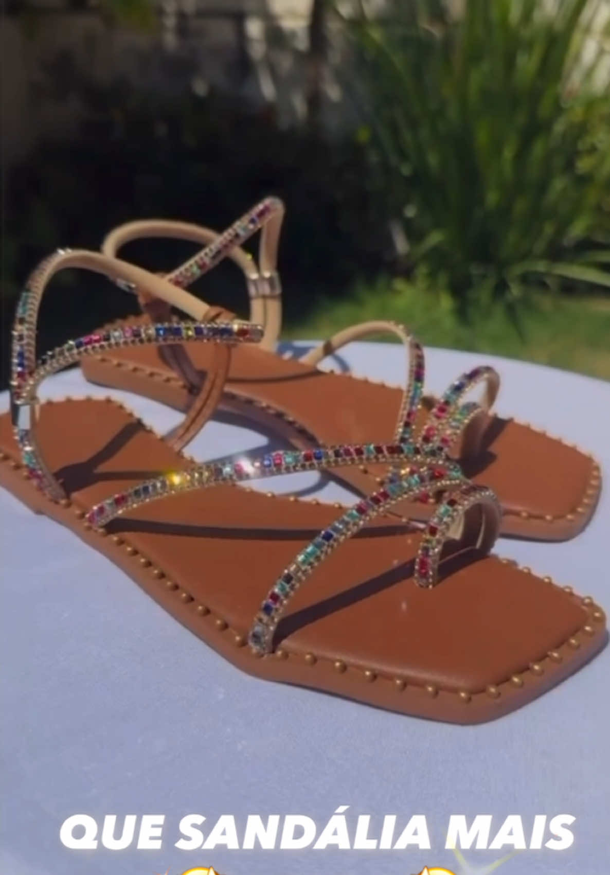 Sandália Rasteirinha Feminina Strass Colorido Com Regulador Lançamento 🤩 https://s.shopee.com.br/4L2ezoESpf