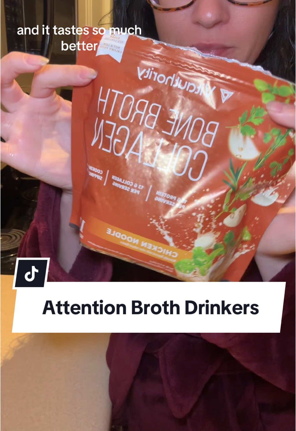 This chicken noodle bone broth collagen is sooooo good! #vitauthority #collagen #protein #healthy #broth #bonebroth #TikTokShop 