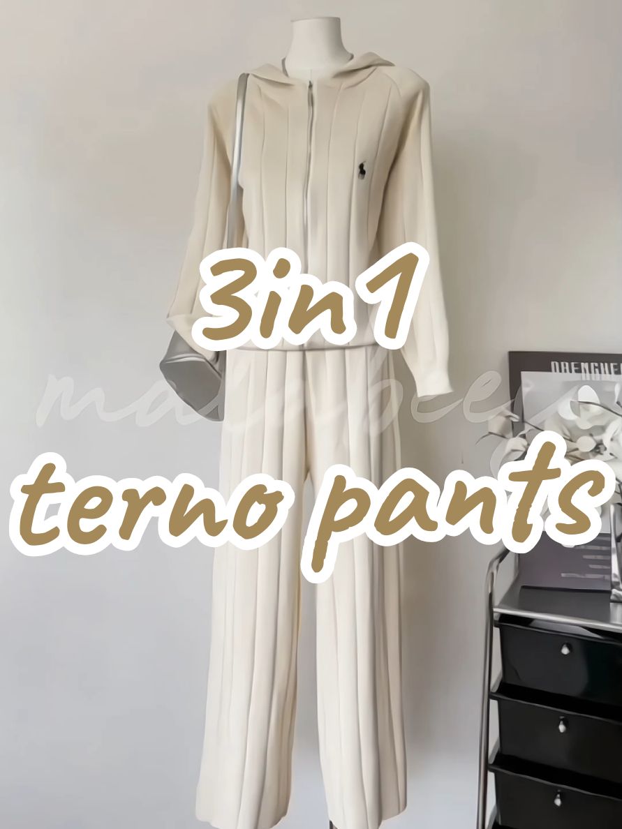 Knitted 3in1 terno pants (inner, cardigan and pants) ✨ #terno #ternooutfit #ternoset #ternopajama #ternoforwomen #ternocoordinates #ternocoords 