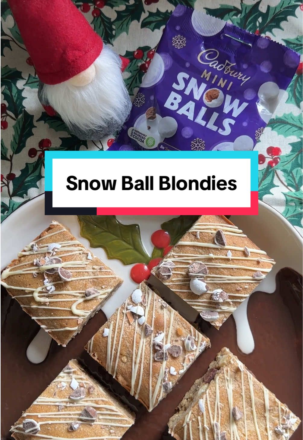 Snowball Blondies ❄️ who doesn’t love Cadburys Snowballs, basically a Christmas version of a mini egg 😋 Here they are mixed together with a fudgy winter spiced white chocolate Blondie 🎄🎅🏼🥰  #blondies #christmasbaking #christmasbakingideas 