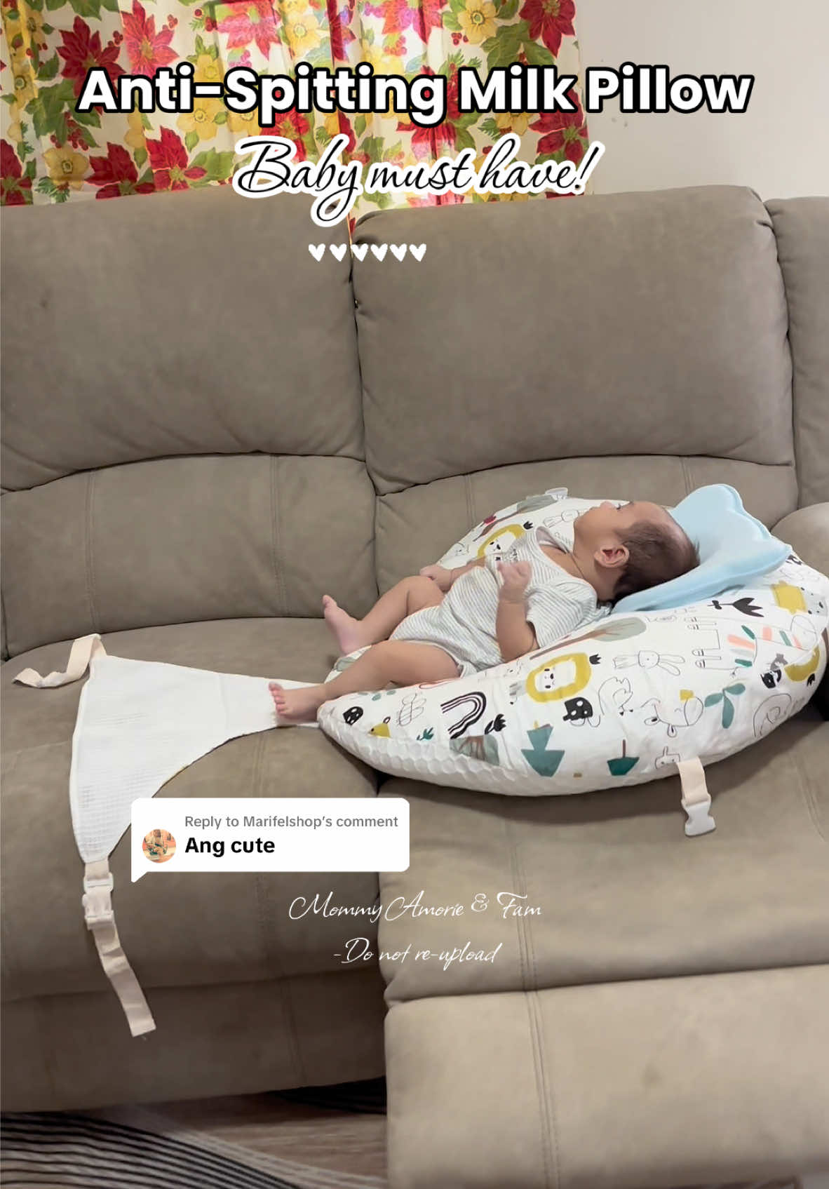 Replying to @Marifelshop Baby Must Have talaga tong pillow mii 🥹 Wag ipahiga si baby ng naka flat lalo na after feeding, kaya naman big help tong pillow para iwas ngalay.  #antispittingmilkpillowforbaby #nursingpillow #babystuff #nestpillowfornewborn #fyp #foryoupage 