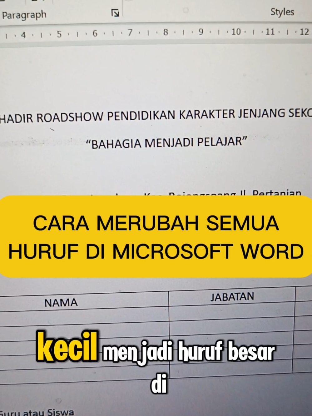 CARA CEPAT MERUBAH SEMUA HURUF DI MICROSOFT WORD‼️ #fyp #huruf #rubah #microsoftword 