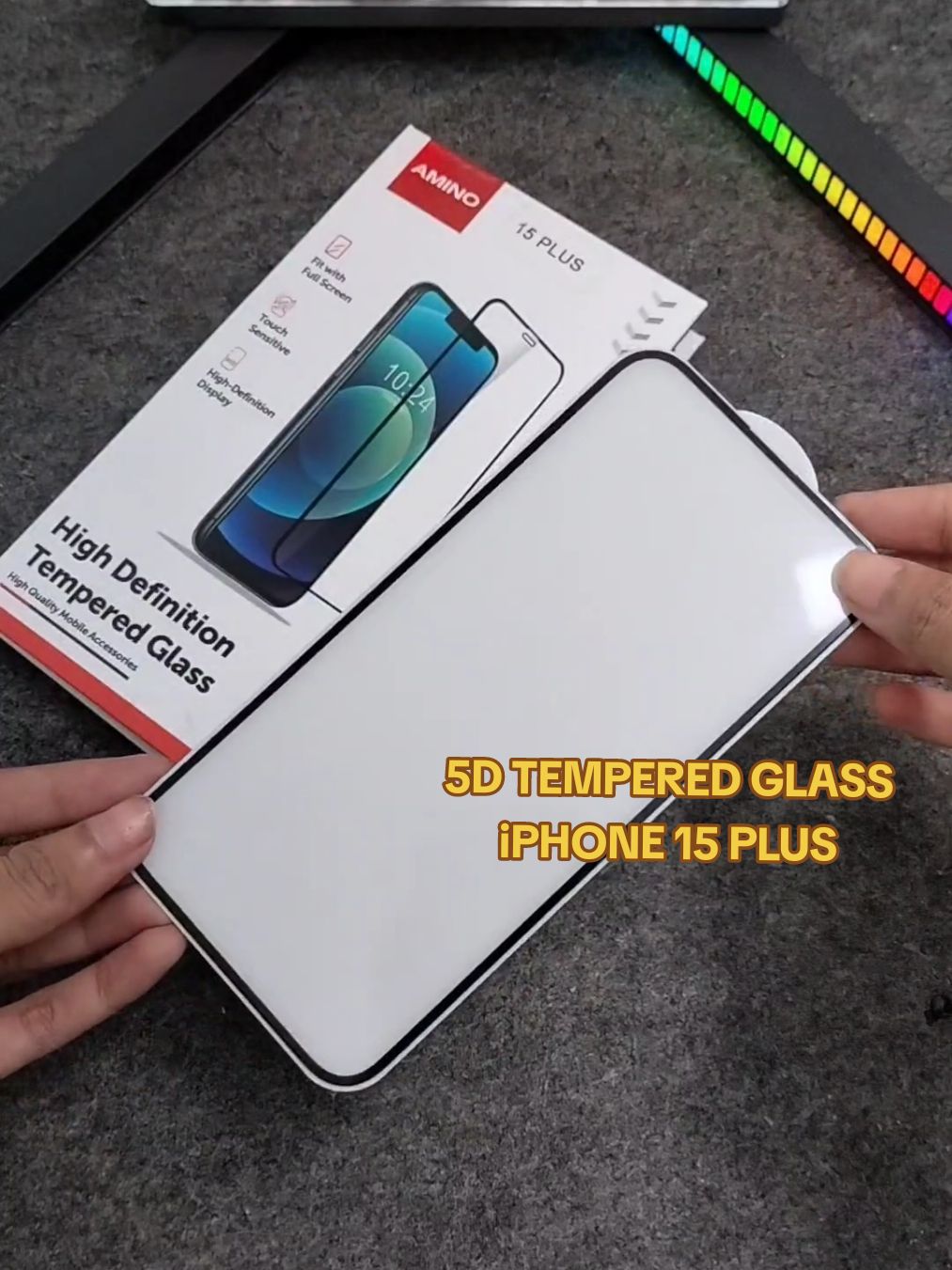 AMINO TEMPERED GLASS 5D FOR IPHONE 15+ #amino #aminotemperedglass #temperedglass #iphone #temperedglassforiphone #antigoreshp #pelindunghp #pelindunglayar