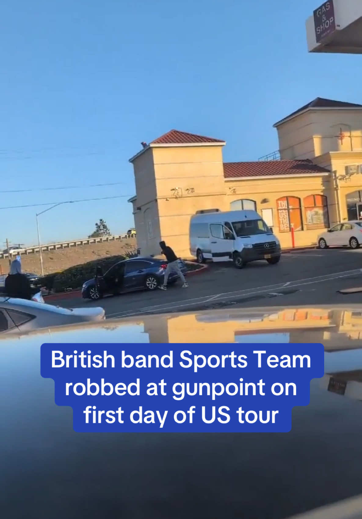 British indie band Sports Team say they were robbed at gunpoint on the first day of their US tour. The band had stopped for a coffee while heading to Sacramento in California when their van was targeted.  Although they lost personal posessions including their laptops and passports, their instruments were in a seperate locked part of the van, so they are able to continue their tour.  #sportsteam #indiemusic #news #robbery #california #sacramento 