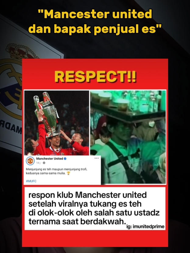 Angkat topi buat Mancester united, sehat sehat terus bapak penjual es 🤍🙏 #gusmiftah #bapakpenjuales #penjuales  #manchesterunited #footballtiktok #viraltiktok #reactionvideo 