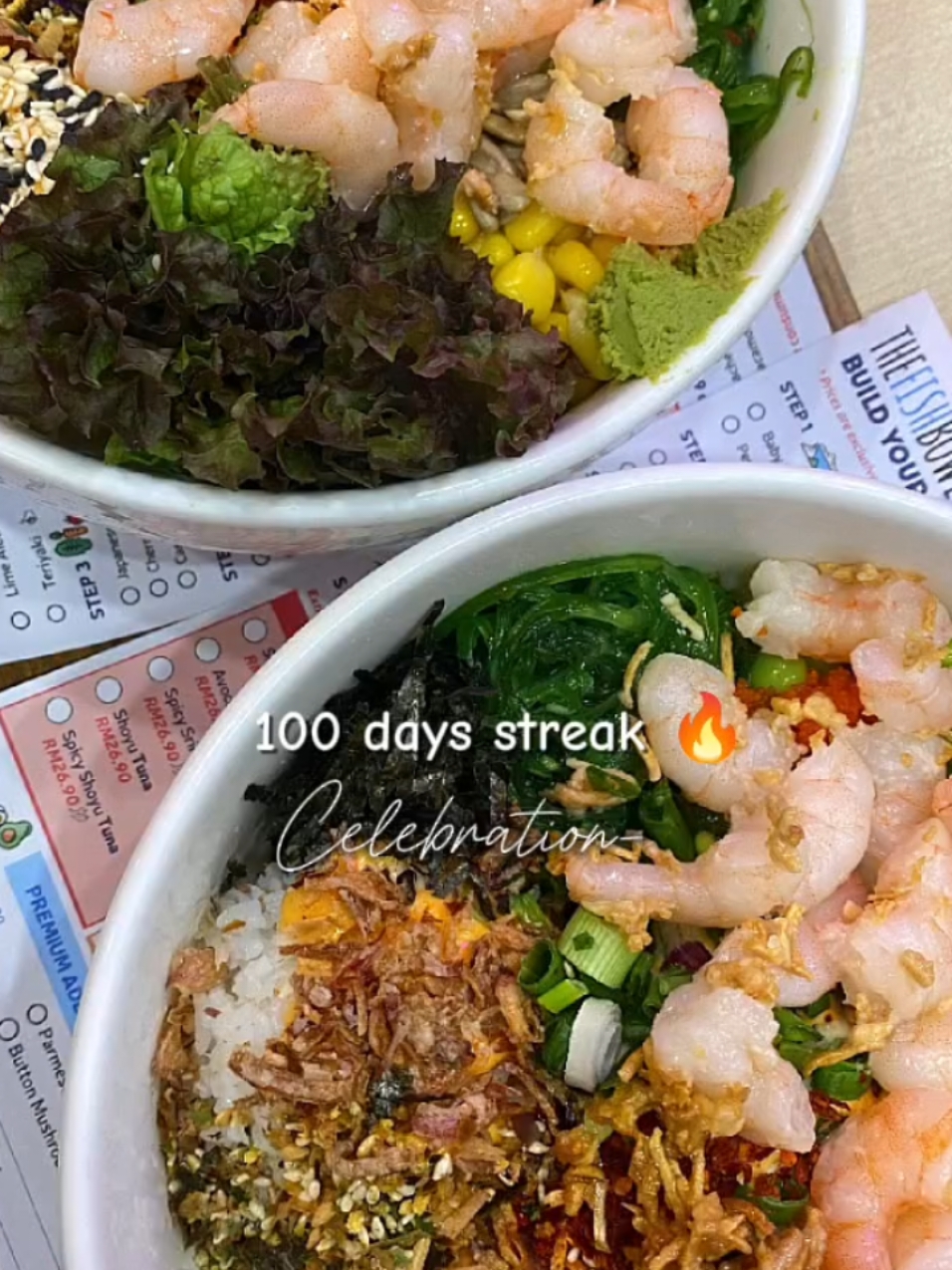 100 days streak 🔥🔥 celebration Kita tak rasa nak makan kek, celebrate makan Fish Bowl la 🤭