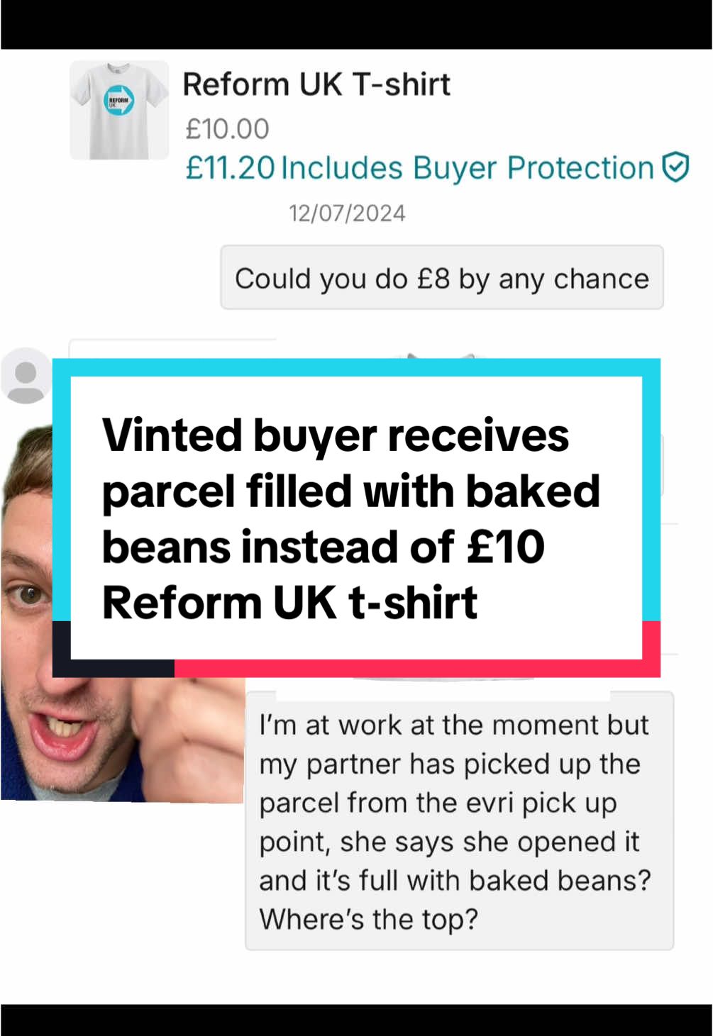 the most unhinged vinted conversation i’ve ever received #vinted #reformuk #bakedbeans 