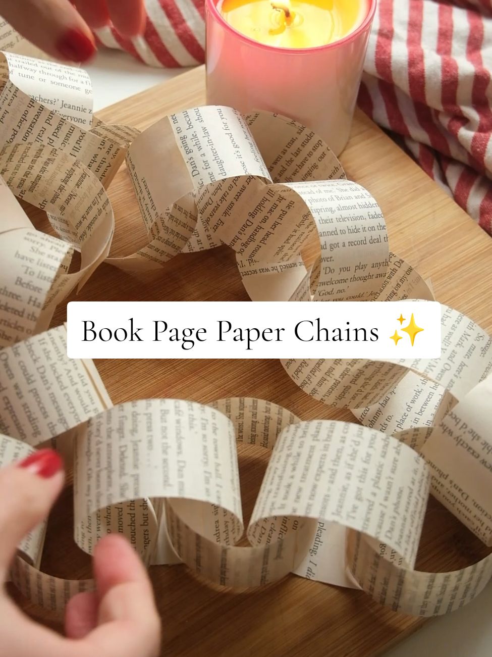 2024 is the year of Paper Chains ✨ Book pages work perfectly for this!  #christmastiktok #diychristmasdecor #christmascrafts #christmasdecor 