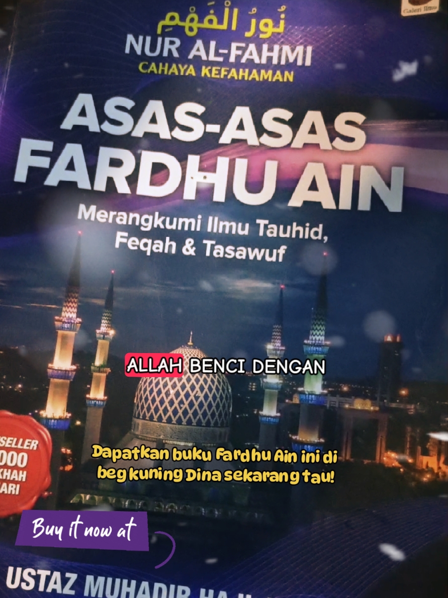 Bestselling!✨ Buku Asas-Asas Fardhu Ain Merangkumi Ilmu Tauhid, Feqah & Tasawuf.❤️ Wajib bagi setiap umat Islam ambil tahu 3 ilmu ini. Selagi Allah masih pjgkn umur, ambil lah kesempatan ini utk belajar. Insya'Allah.. Allah akan beri kan jln mudah dan kefahaman. 🥰 Daptkan buku ini di beg kuning Dina sekarang tau! Selagi stock masih ada.❤️ #asasasasfardhuain  #wajibbelajarilmufardhuain  #bukuagama  #muslimahhijrah  #muslimah  #muhasabahdiri  #perbaikidiri  #weeklywedrush  #createtowin  #fypシ゚  #TikTokShop 