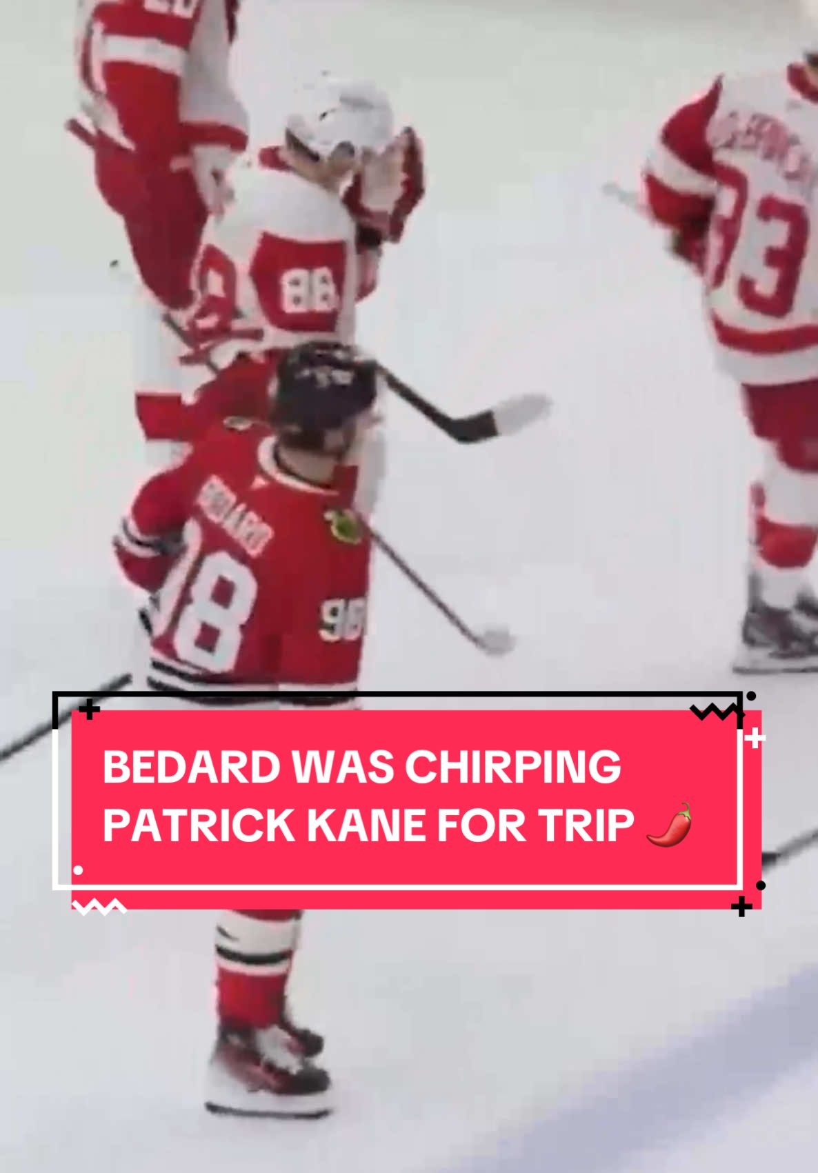 Connor Bedard with a little SPICE after being called for a trip on Patrick Kane 🗣️🌶️ (via @Chicago Blackhawks ‘Every Shift’) #micdup #NHL #hockey #fyp #hockeytiktoks 