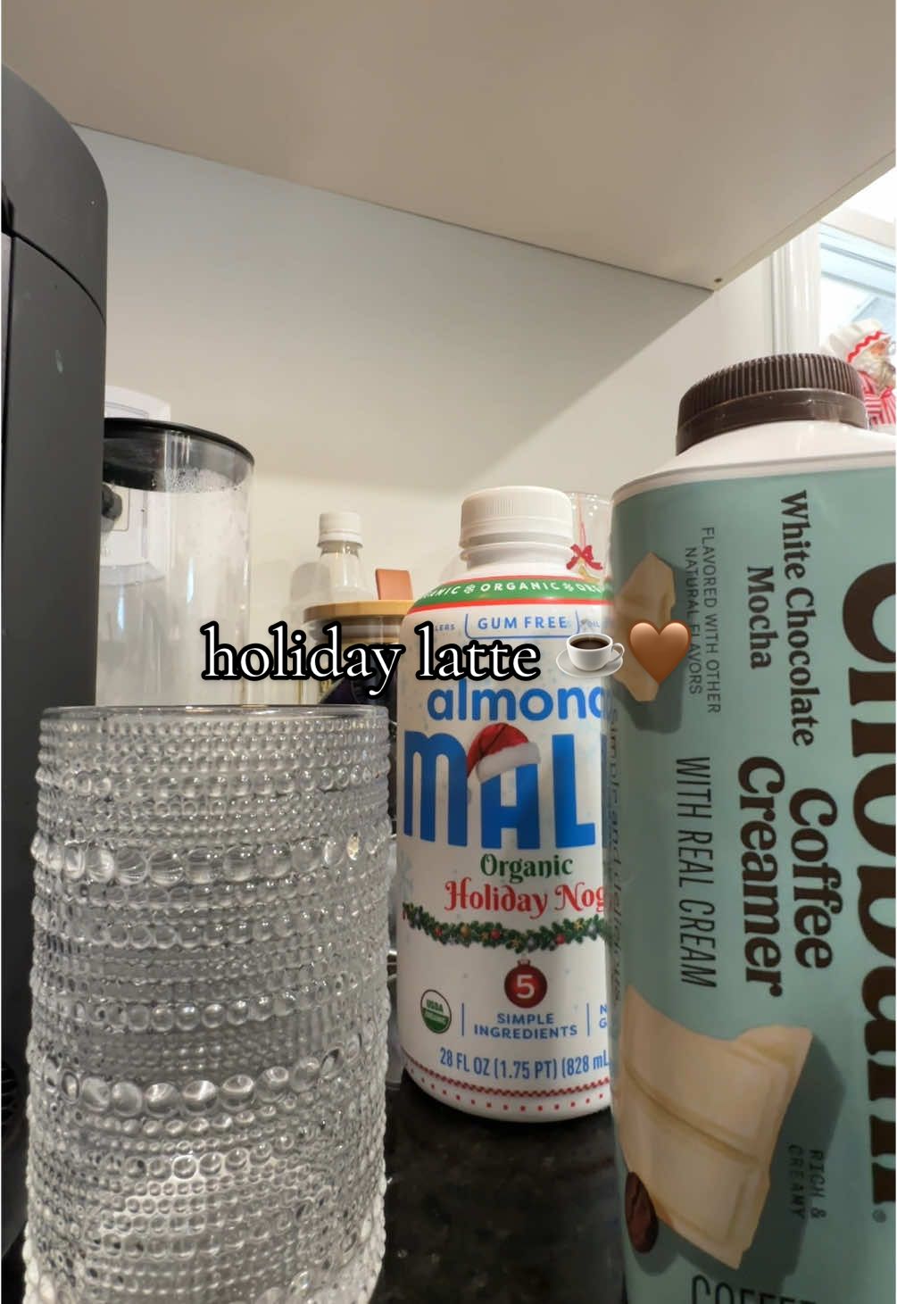 holiday nog iced lattee using @MALK Organics organic holiday nog and @Chobani white chocolate mocha creamer ✨🤎☕️  #fyp #foryou #holidaynog #almondmilk #chobanicreamer #icedlatte #morningcoffee #coffeevlog 