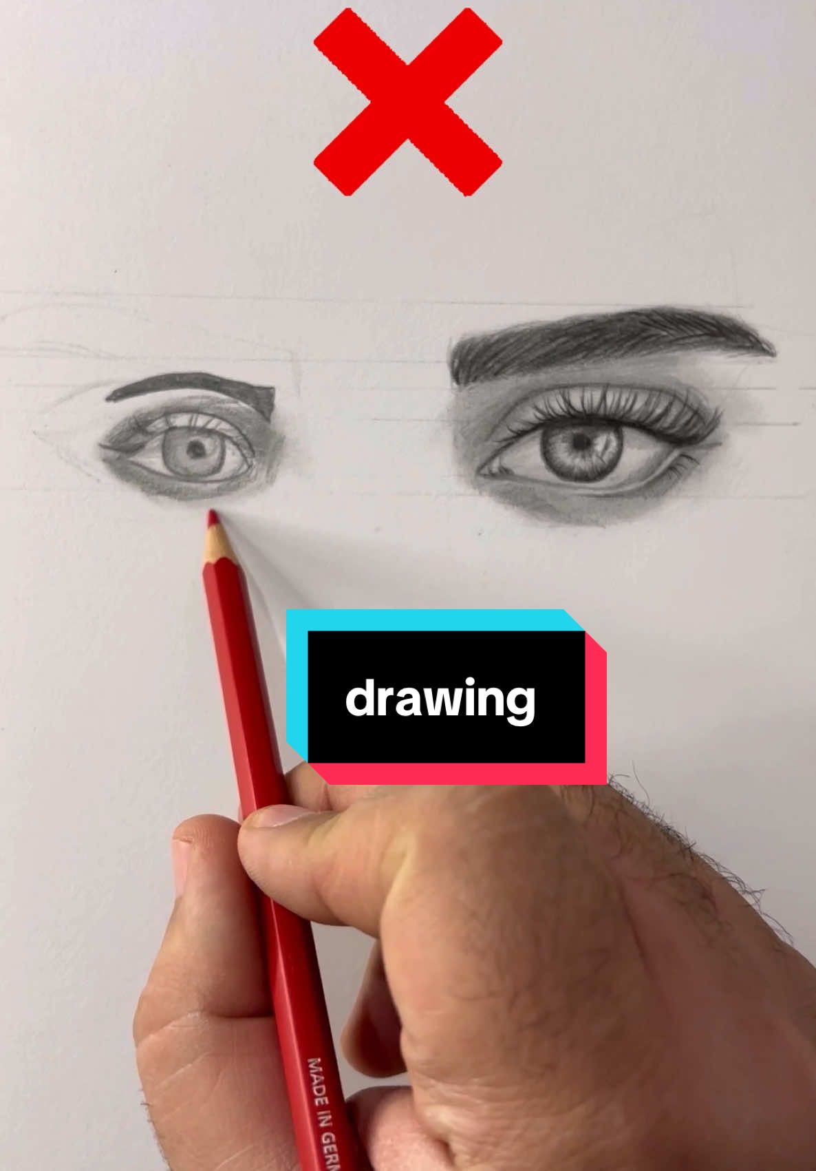 طريقة رسم العينين شبة بعض بنفس النسب #تعلم_علي_تيك_توك #tiktok_art #drawing 