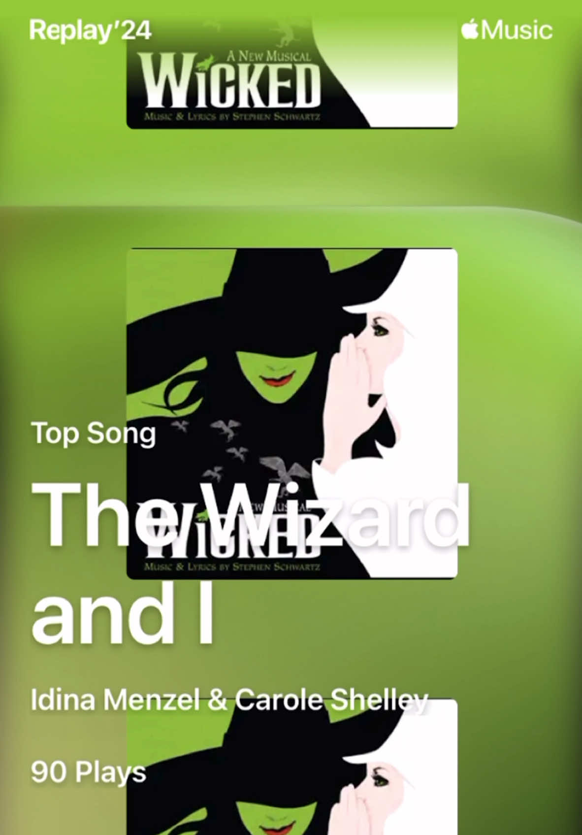 I doubt anyone is shocked 😂 #theaterkid #wicked #wickedmovie #idinamenzel #broadway #applemusicreplay #spotifywrapped  #applemusic #showtunes @Idina Menzel 