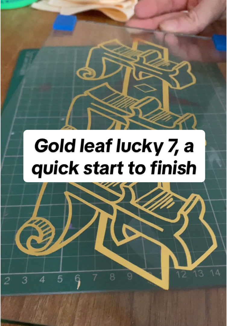 Gold leaf lucky 7 on glass, a quick start to finish. #goldleaf #gilding #gold #goldart #artistsoftiktok #signwriting #lucky7 