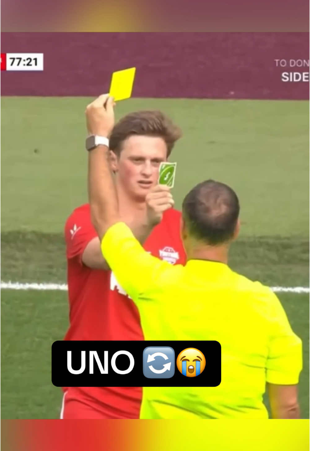 He pulled out an UNO reverse card for the ref after the yellow card 😂 (via @Sidemen) @ESPN FC #Soccer #unoreverse #uno #futbol 