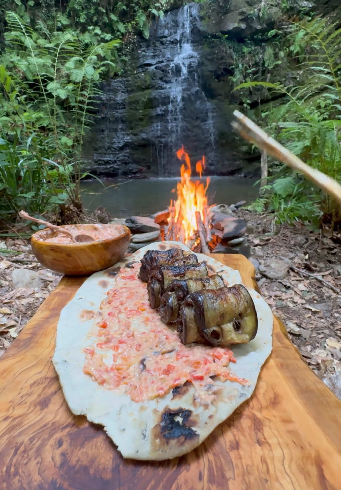 Eggplant Rolls Stuffed with Beef?! 😍🥩 #eggplant #beef #cooking #asmrcooking #outdoorcooking #Recipe #asmr #nature 