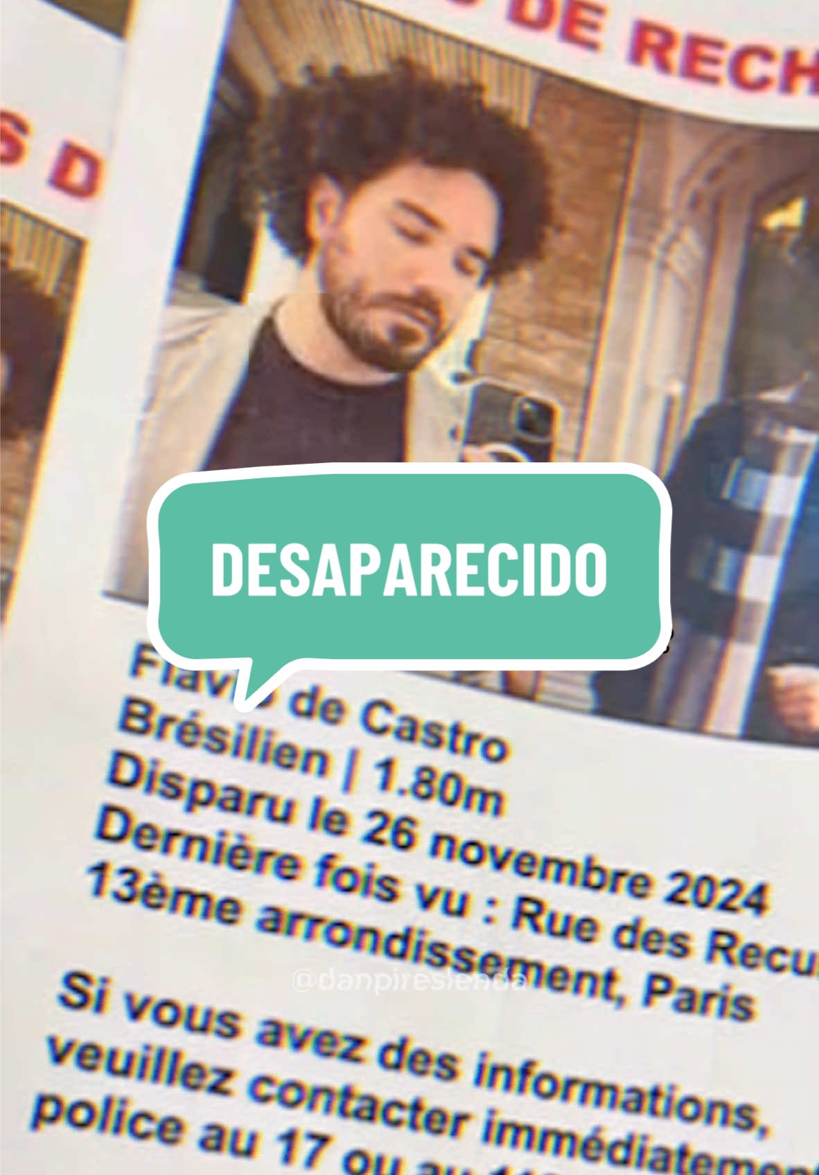 Nesta quarta (4), completa-se 8 dias desde o desaparecimento do fotógrafo brasileiro, Flávio de Castro, de 37 anos. 😢 #paris #desaparecidos #fotografo 