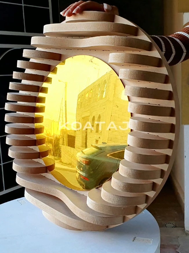 🇲🇦 Miroir Parametric sur commande 😍 Couleurs au choix ✅️ Contact sur whatsapp, devis gratuit 📍 Koataj Design – Village artisanal Rmika, Meknès #publicite #panneaux  #decoupe #cnc #laser #Meknes #Maroc #Morrocco #relief #3d #habillage #parametric #paramétrique #mdf #bardage #restaurant #cafe  #router #bois #decoration #woodworking #design 