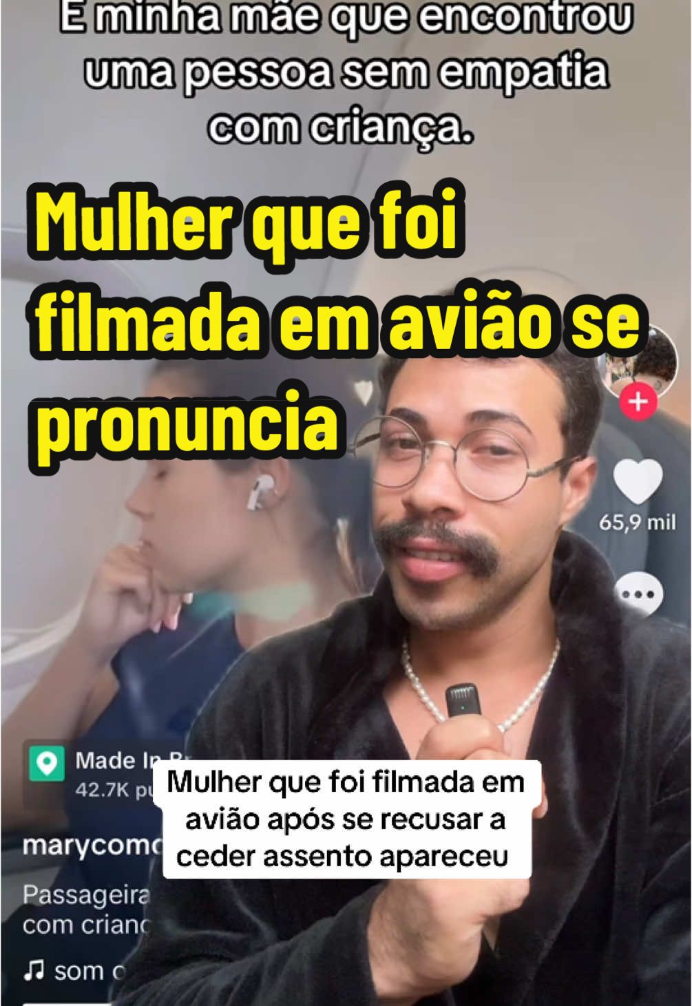 Mulher que foi filmada em avião por nao ceder assento se pronuncia | a moça do avião apareceu | mulher foi filmada ao ase recusar de trocar seu assento com o criança em avião #aviao #fofoca #criança #guilhermerisone 