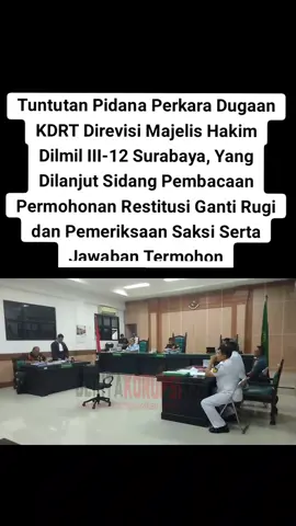 Peribahasa “Masak malam, mentah pagi siang. Yang artinya menurut Kamus Besar Bahasa Indonesia (KBBI) adalah Suatu hal yang telah putus (sudah jadi), tetapi tidak lama kemudian berubah”. Peribahasa diatas sepertinya terjadi dalam sidang perkara kasus dugaan KDRT (Kekerasan Dalam Ruumah Tangga) yang disidangkan di Pengadilan Militer (Dilmil) III-12 Surabaya dengan Terdakwa Lettu Laut (K) dr. Raditya Bagus Kusuma Eka Putra kepada istrinya, dr. Maedy Christiyani Bawolje dan kedua anak tirinya, yaitu Christia Sanika Putri Aprilia (24) dan Adisha Satya Putri Aprilia (21) pada tanggal 29 April 2024 di Jalan Semolowaru Bahari Kel. Medokan Semampir Kec. Sukolilo Surabaya Sebab, dalamh sidang perkara kasus dugaan KDRT yang disidangkan di Dilmil III-12 Surabaya, sudah melalui tahapan persidangan mulai dari pembacaan surat dakwaan oleh Oditur Militer (Odmil), Eksepsi dari Panasehat Hukum Terdakwa, Replik dari Odmil, Duplik dari Penasehat Hukum Terdakwa, Putusan Sela oleh Majelis Hakim Pengadilan Militer III-12 Surabaya, Pemeriksaan saksi-saksi, mualai dari saksi korban, saksi meringankan, ahli dan pemeriksaan barang bukti serta  pemeriksaan Terdakwa (sidang pemeriksaan pemeriksaan Terdakwa, pada Rabu, 13 November 2024) hingga pembacaan tuntutan pidana oleh Odmil (sidang pembacaan surat tuntutan oleh Odmil, pada Selasa, 19 Nopember 2024)  Setelah pembacaan surat tuntutan oleh Odmil pada Selasa, 19 Nopember 2024, Majelis Hakim Pengadilan Militer III-12 Surabaya pun menetapkan jadwal persidangan berikutnya, yaitu pada Selasa, 26 November 2024 dengan agenda pembacaan Pledoi atau Pembelaan dari Penasehat Hukum Terdakwa atas tuntutan pidana dari Odmil Namun anehnya, agenda persidangan pada Selasa, 26 November 2024 yang sudah ditetapkan oleh Majelis Hakim pada Selasa, 19 Nopember 2024untuk pembacaan Pledoi atau Pembelaan dari Penasehat Hukum Terdakwa menjadi tertunda. Tertunda, bukan karena Penasehat Hukum Terdakwa belum siap untuk membacakan Pledoinya dihadapan Majelis Hakim, namun karena Pengacara korban yang juga istri sah dari Terdakwa Lettu Laut (K) dr. Raditya Bagus Kusuma Eka Putra yaitu istrinya, dr. Maedy Christiyani Bawoblje yaitu dr. Maedy Christiyani Bawolj dan juga dari LPSK (Lembaga Perlindungan Saksi dan Korban) menyerahkan Surat Pemohonan Restitusi Ganti Rugi kepada Terdakwa melalui Majelis Hakim sebelum Penasehat Hukum Terdakwa membacakan Pledoi atau Pembelaannya  Yang lebih anehnya lagi adalah bukan hanya penundaan persidangan, melainkan surat tuntutan pidana yang sudah di bacakan oleh Odmil dalam persidangan di hadapan Majelis Hakim pada Selasa, 19 Nopember 2024 diminta untuk direvisi dengan alasan adanya Pemohonan Restitusi Ganti Rugi dari pemohon sesuai dengan ayat (10) Pasal 8 Peraturan Mahkamah Agung (PERMA) RI No. 1 Tahun 2022 Tentang Tata Cara Penyelesaian Permohonan dan Pemberian Restitusi dan Kompensasi kepada Korban Tindak Pidana Dalam surat Pemohonan Restitusi Ganti Rugi yang dibacakan oleh Pemohon dr. Maedy Christiyani Bawolj melalui Pengacara-nya dihdapan Majelis Hakim, menyebutkan nilai nominal yang harus digani oleh Termohon yang juga suami sah dari Pemohon, Lettu Laut (K) dr. Raditya Bagus Kusuma Eka Putra adalah sebesar Rp158 juta lebih sesiai dengan keputusan dari LPSK Namun jawaban dari Termohon melalui Penasehat Hukum-nya, Laut (H) Teguh Iman S, SH dan Serka Mar. Khaerul Bahro, SH., MH adalah menolak secara keseluruhan dengan alasan, karena Pemohon masih berstatus istri sah dari Termohon dan Termohon masih memberikan kewajibannya termasuk anak (anak tiri) Termohon yang terdaftar dalam Kartu Keluarga TNI AL Selengkapnya baca di: https://www.beritakorupsi.co/2024/12/tuntutan-pidana-perkara-dugaan-kdrt.html #kdrt #pengadilanmiliter #restitusi #gantirugi #pidana #breakingnews  #beritaterkini #fyp 