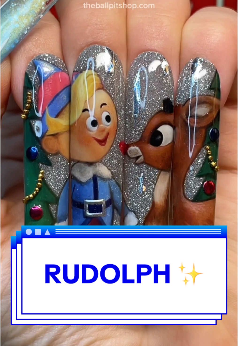 These nails took me back to Christmas in the 90’s 🥹 Who else still watches Rudolph every year 🦌🎄🫶 #nailart #holidaynails #naildesign 