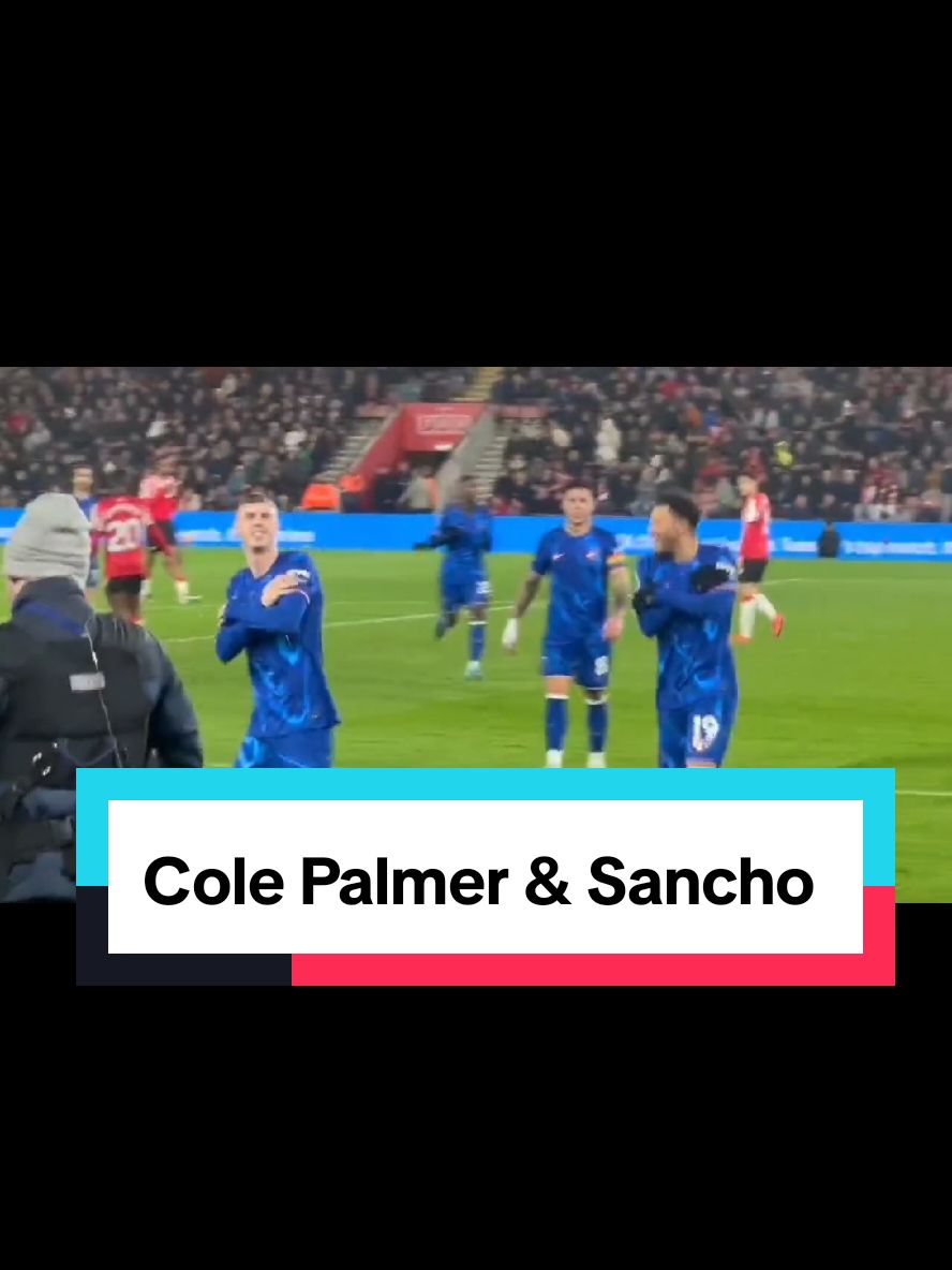 Sancho doing a cole Palmer celebration with Cole Palmer after Palmer scored an easy goal against small club Southampton. Cole Palmer can't stop scoring goals for fun. #Chelsea #foryou #sancho #chelseafc #PremierLeague #cfc #ucl #fyp #footballtiktok #xyzbca #trendingvideo #KTBFFH #viral #Southampton #colepalmer 