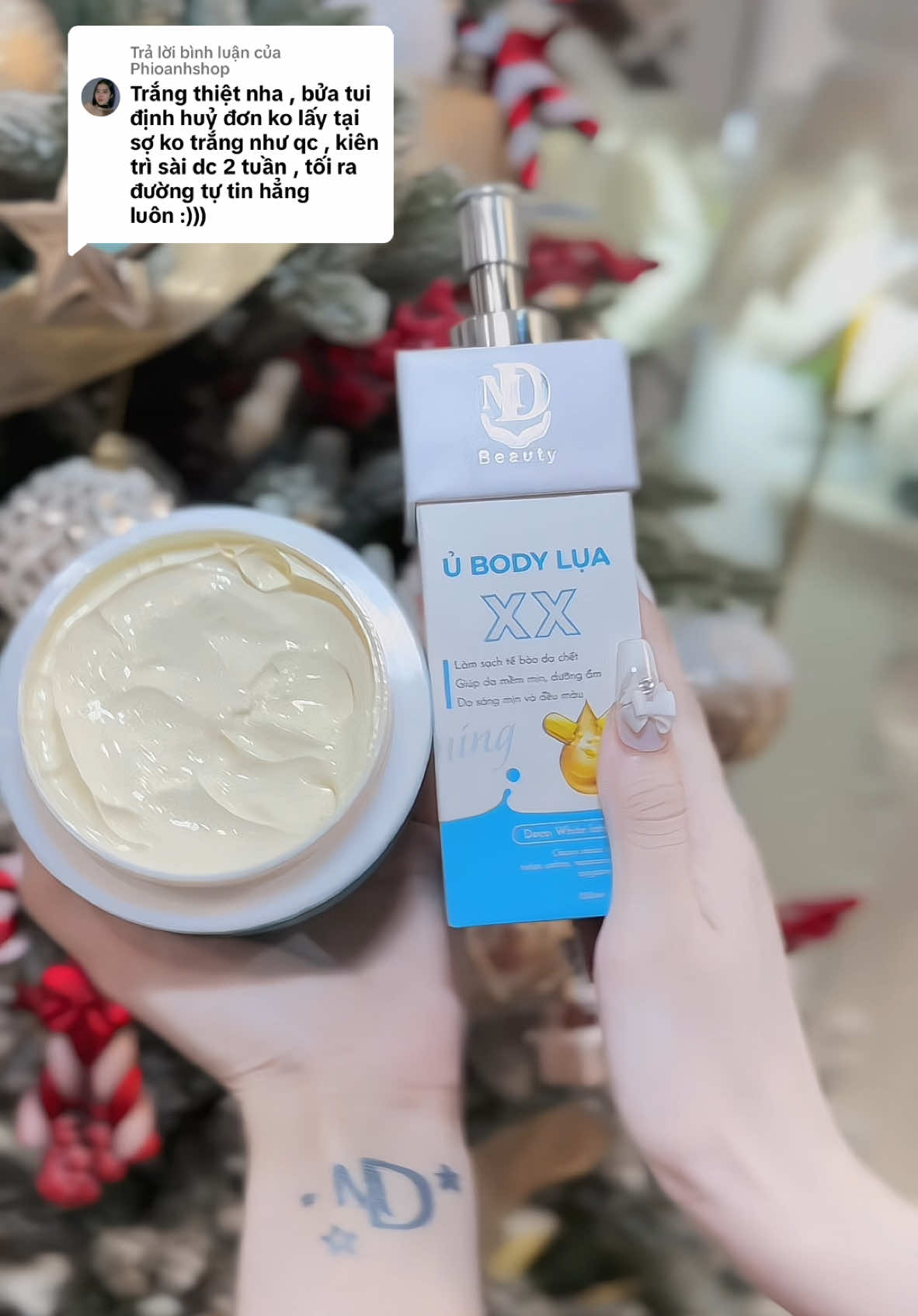 Trả lời @Phioanhshop  Đó bà Oanh cũng tâm lý như mấy bà lúc đầu nhưng bã tin Đ chăm dùng mà nay bã đã tự tin với làn da body của bã rồi đó #kembody  #ủ_trắng_lụa_md  #body_lụa_mềm 