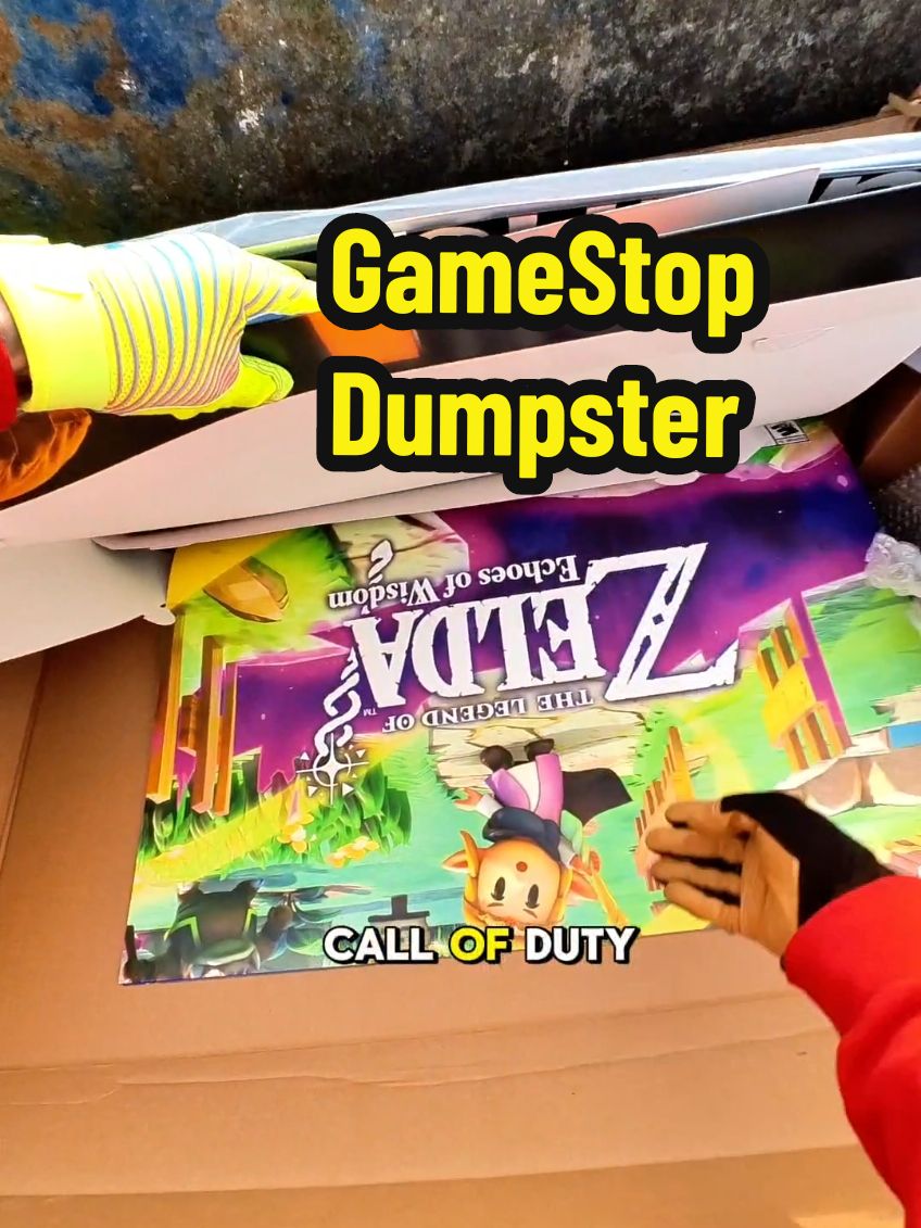 Gamestop dumpster was loaded with rare displays !! You won't believe what I find! 😲  #dumpsterdiving #gamer #cod #pokemon #game 