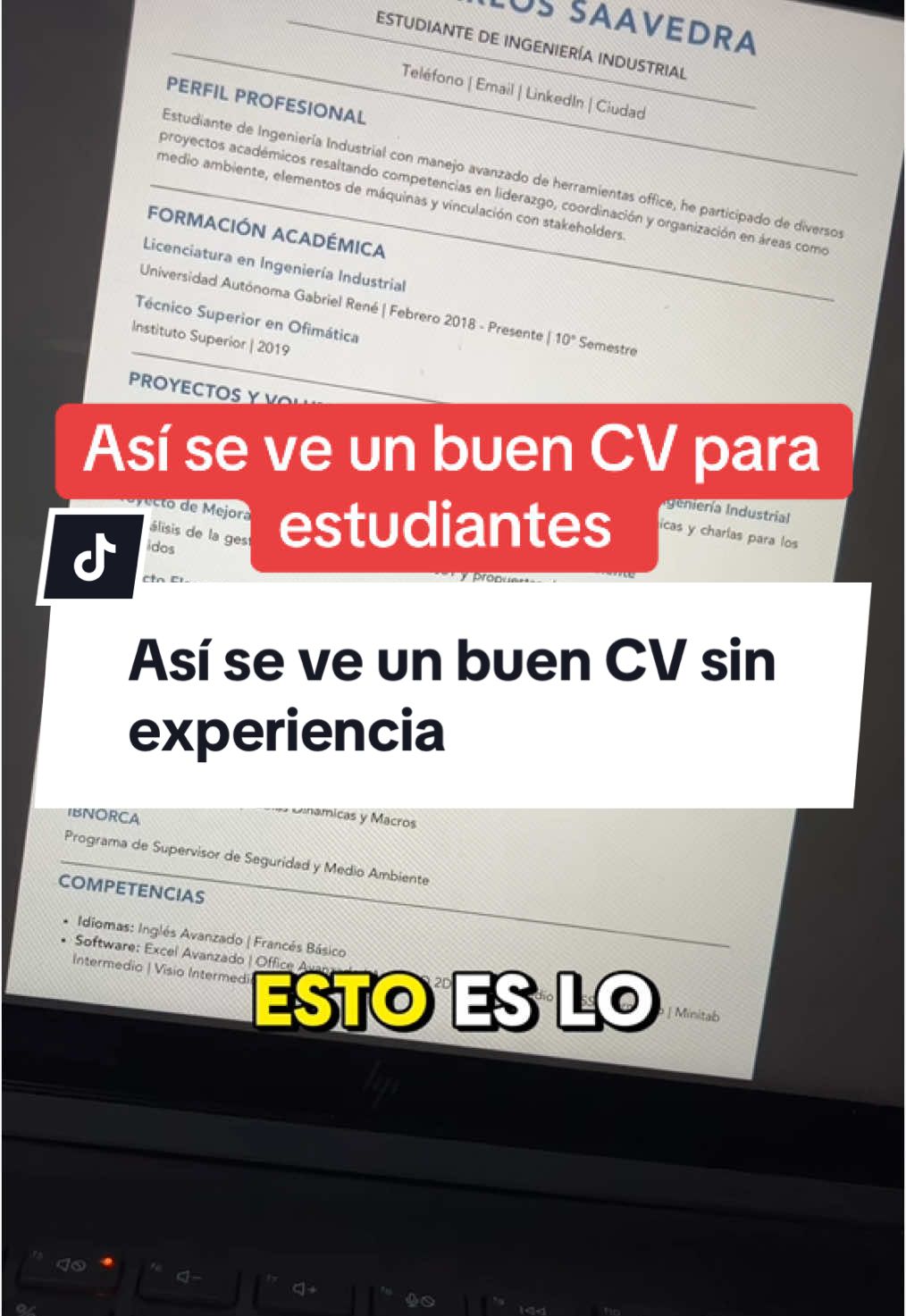 Asi se ve un buen CV para estudiantes  Podemos redactar el tuyo para aplicar a pasantias o trabajo  Pregunta por el servicio en el enlace de mi perfil #cvprofesional #curriculumvitae #cvestudiantes #estudiantes #cvsinexperiencia #mexico #peru #ecuador #chile