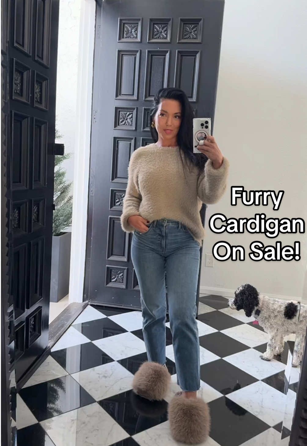 Under $20 furry cardigan! 2 more colors 🤍🖤 sale ends soon!  #sweaterqueen #furrycardigan #giftsforher #giftideas #giftsformom #giftideasforher #WinterFits 