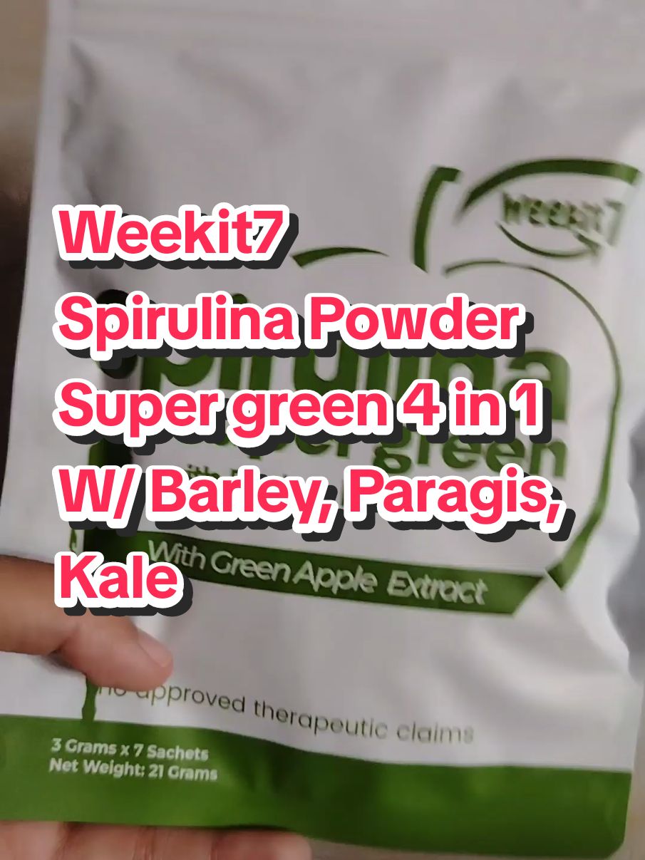 Weekit7 Spirulina Powder  Super green 4 in 1 Spirulina, Barley, Paragis, Kale with Green Apple Extract #spirulina #barley #paragis #kale #weekit7 