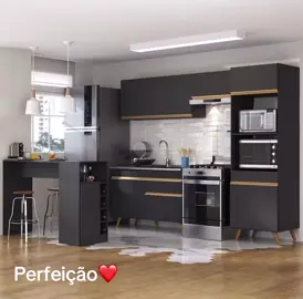 Armário de Cozinha com Bancada/Mesa Gourmet Veneza Multimóveis MP2174. ##dicas##shopping##suacasa