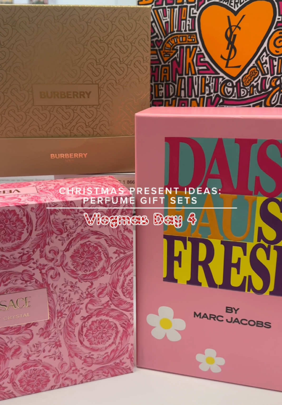 Vlogmas Day 4🎄❤️: The packaging on these 😍  #Vlogmas #christmas #december #christmascountdown #versace #daisymarcjacobs #burberry #burberryher #ysl #blackopium #perfume #giftideas #christmasgiftideas #christmasgift #giftset #giftsforher 
