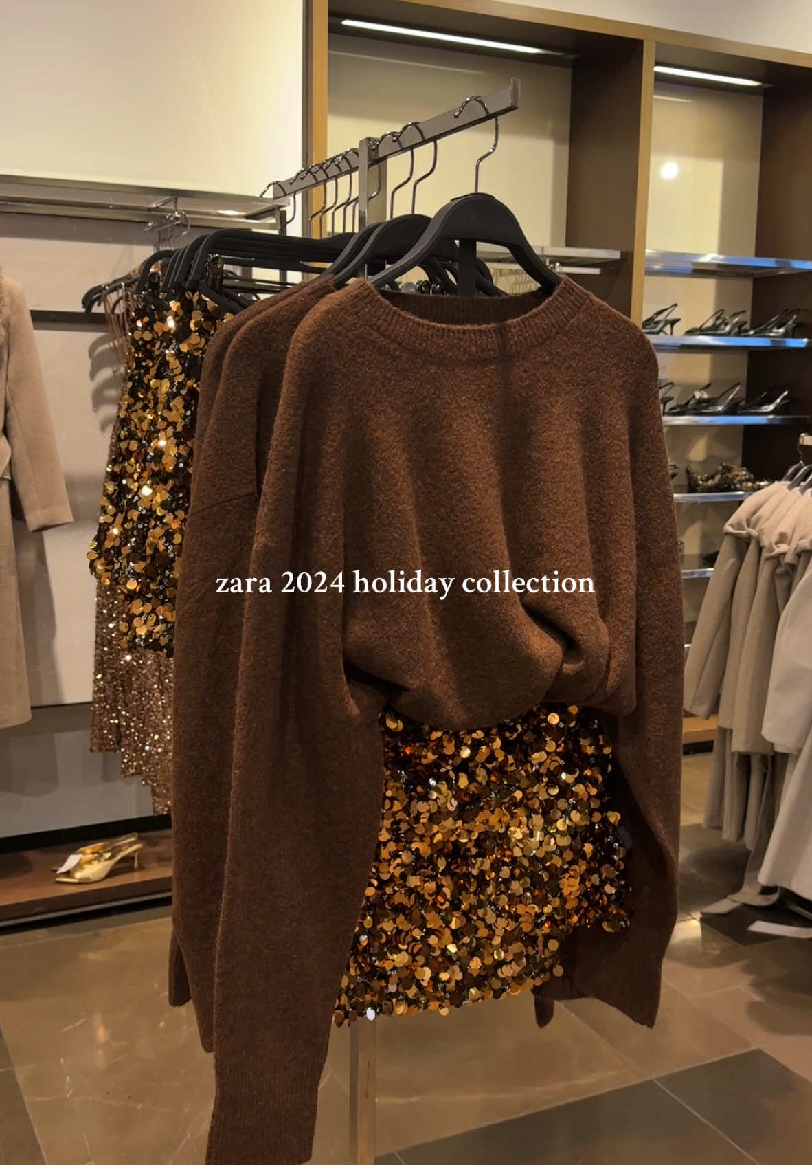 the sweater and sequin skirt combo >>✨ #zara #zaraholiday #zarawinter #zaraoutfit #zaraholidaycollection #zarachristmas #zaraholidayoutfits #zaraholidayinspo #holidayoutfitinspo #zarafinds #zaracollection 