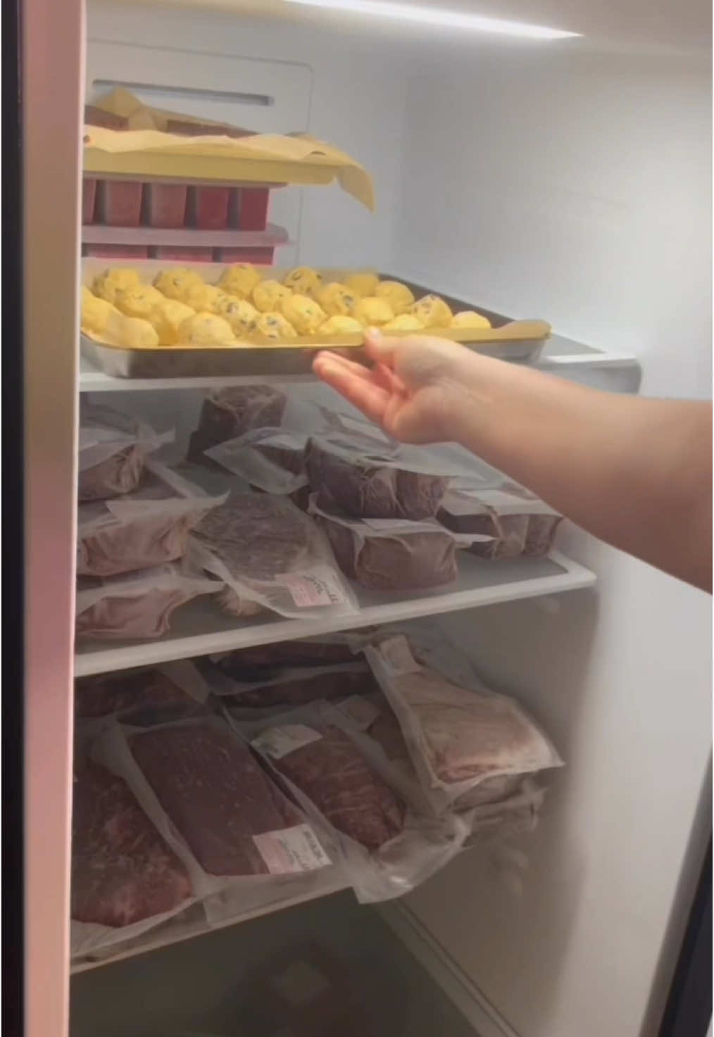 Do we see the before and after of the freezer?? She’s getting empty! #mom #family #nospend #budget #budgeting #baking #cooking #madefromscratch #homemade #homemadefood #ingredientsonly #homemaker #homestead #simpleliving #foodpreservation #vacuumseal #freezer #deepfreezer #kitchenrestock #preservingfood #freezerstash #mealplanning #mealprepping #homemadekitchenrestock #freezingfood