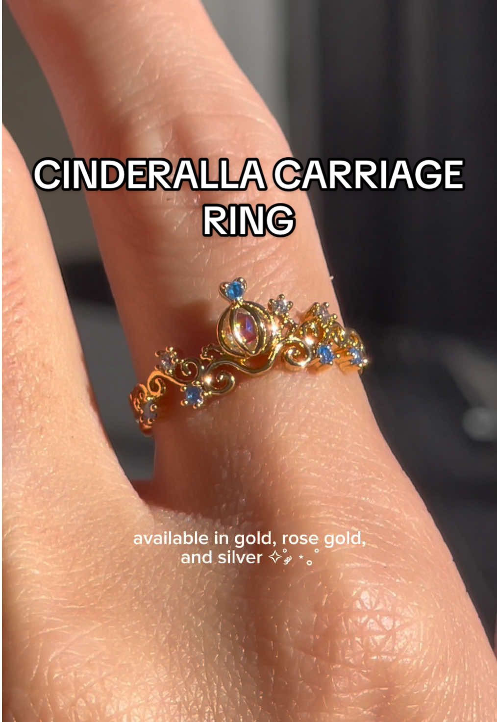 Our all new Disney Cinderella Carriage Ring✨🩵 Simply magical  #disneyoutfits #disneystyle #disneyprincess #princessring 