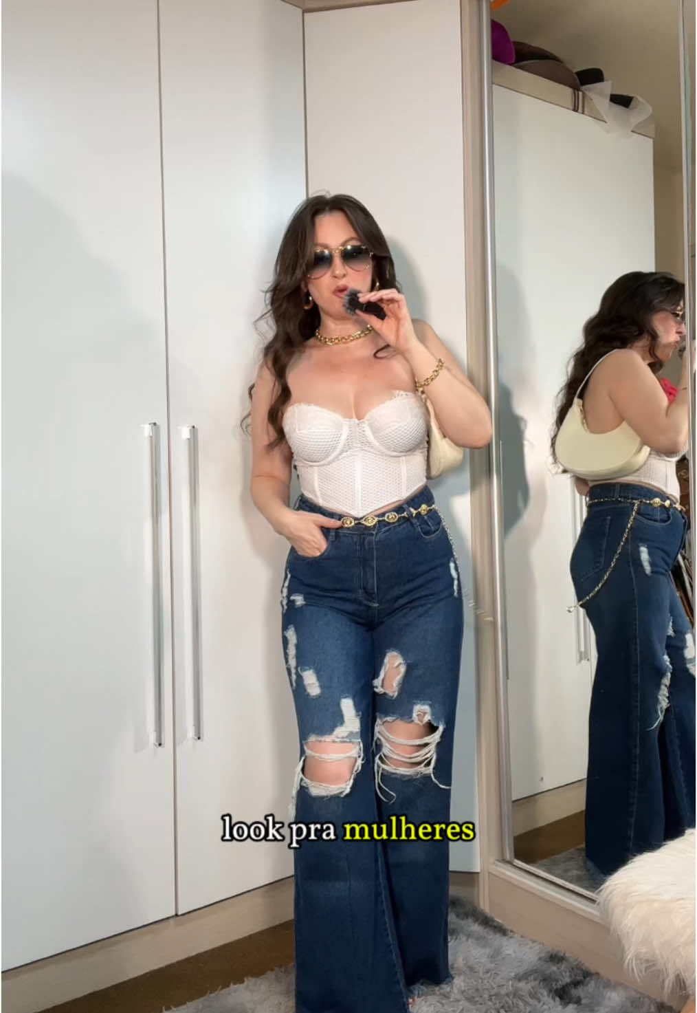 Look para mulher “caidas” como disse o Tonhão ai 🤡🤣 #etarismo #look #calcajeans #wideleg 