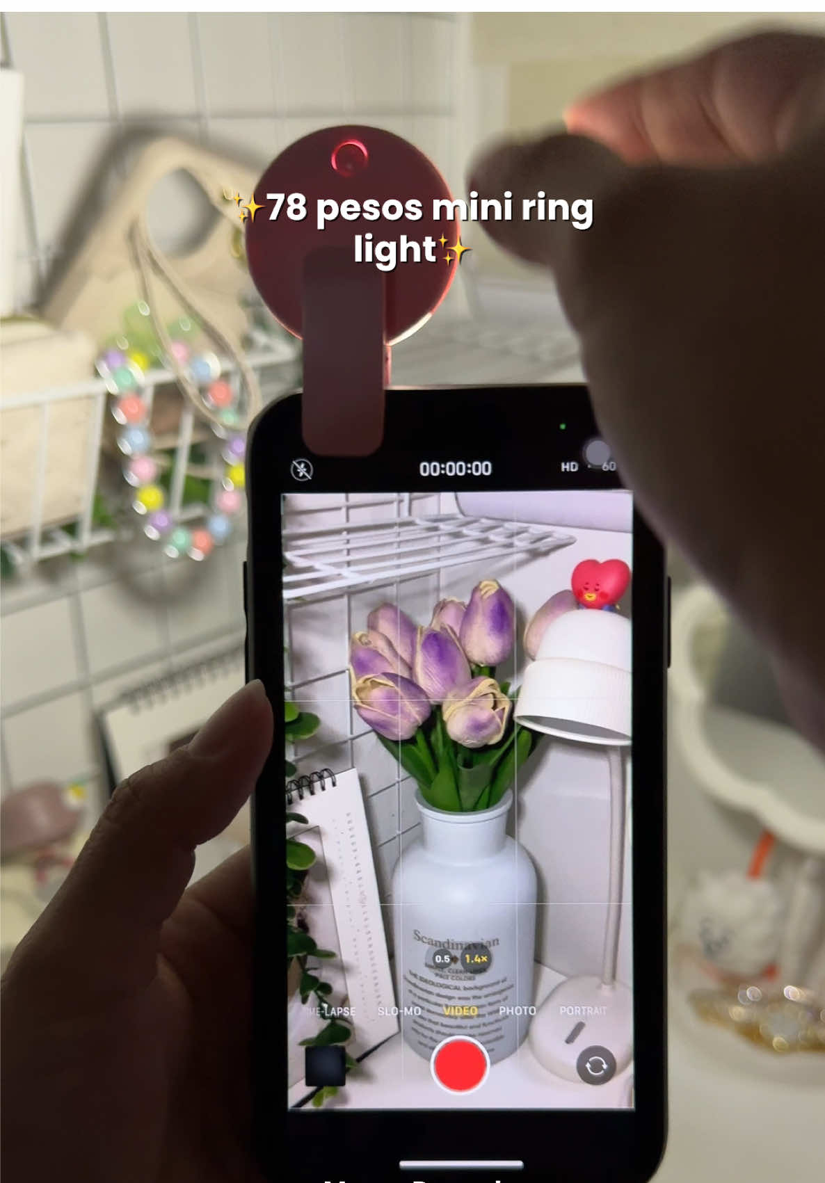 78 pesos mini ring light #ringlight #phoneaccessories #portableringlight #minilight #trending #fyp 