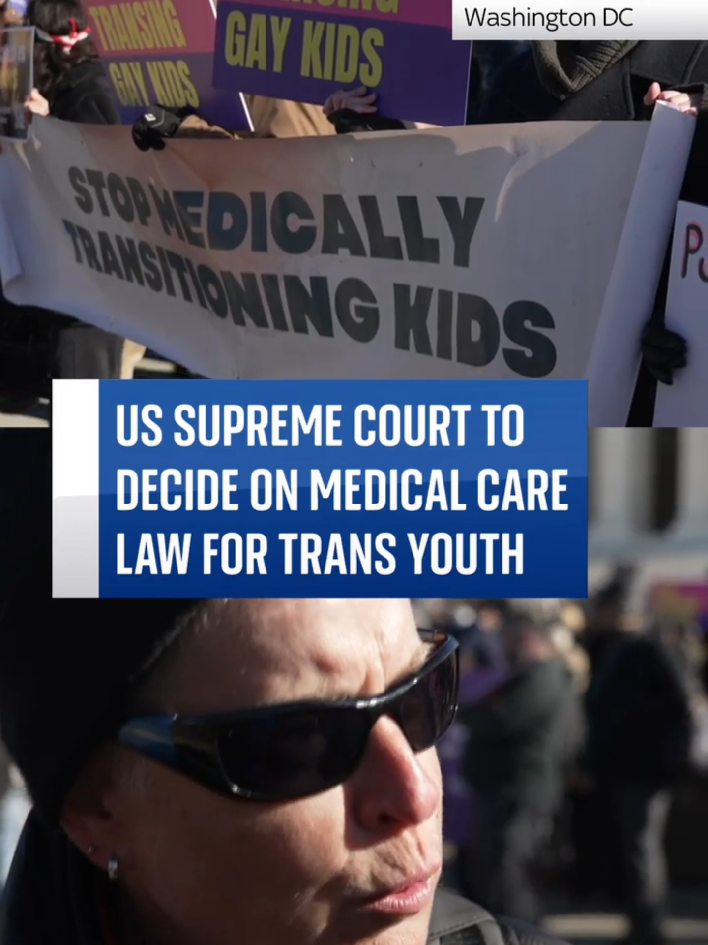 The US Supreme Court has heard a challenge to ban trans care for youths. Sky's Diana Magnay spoke to protesters outside the Supreme Court for and against the hearing on medical care for transgender young people. #Transgender #SupremeCourt #Ban