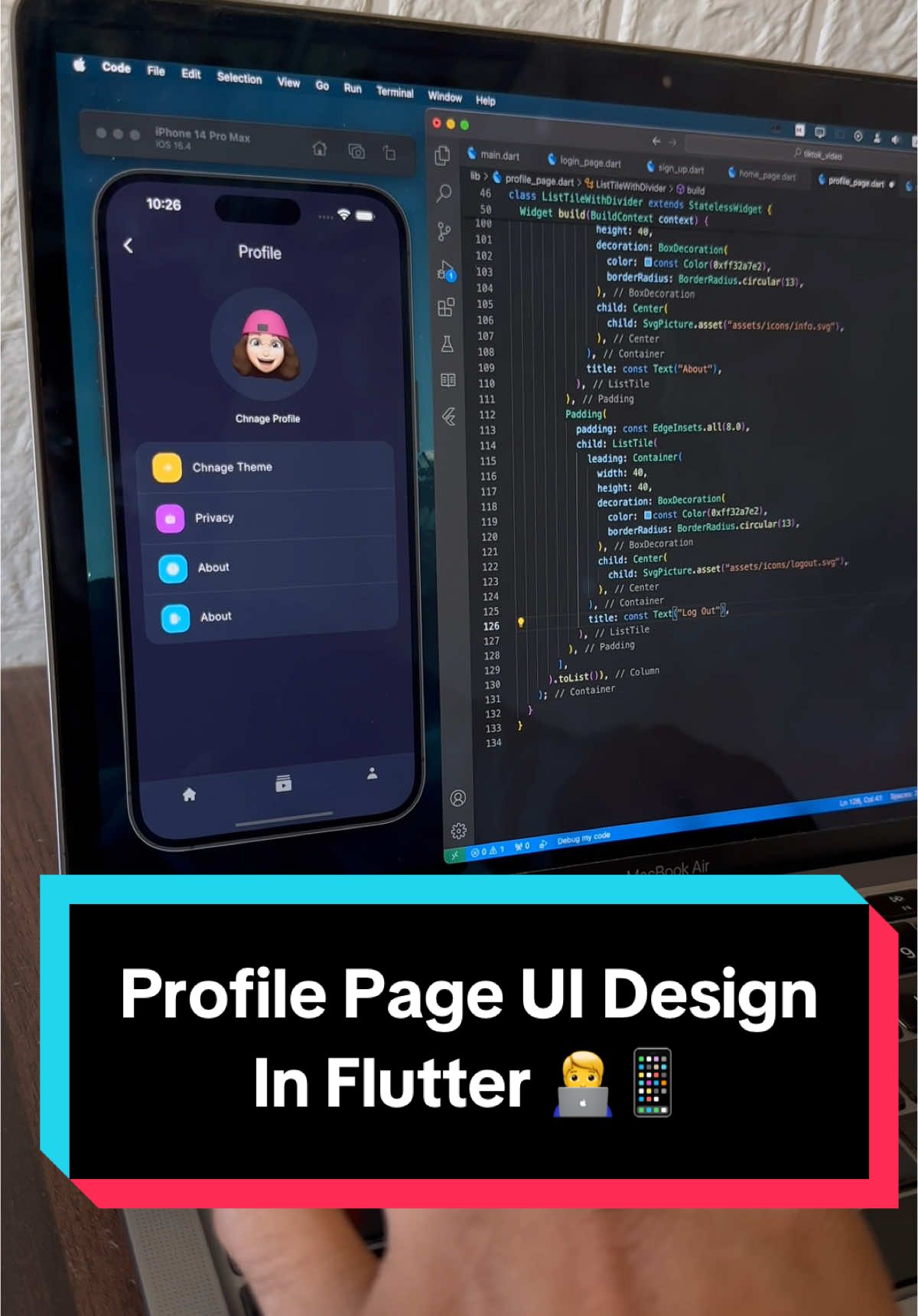 Flutter Profile Page UI Design 🧑‍💻📱 #coding #programing #flutter 